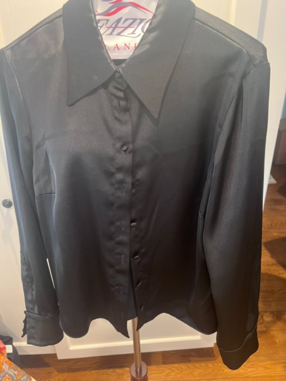 Alice + Olivia Long Sleeve Womens Blouse, Black, Large, Lightly worn